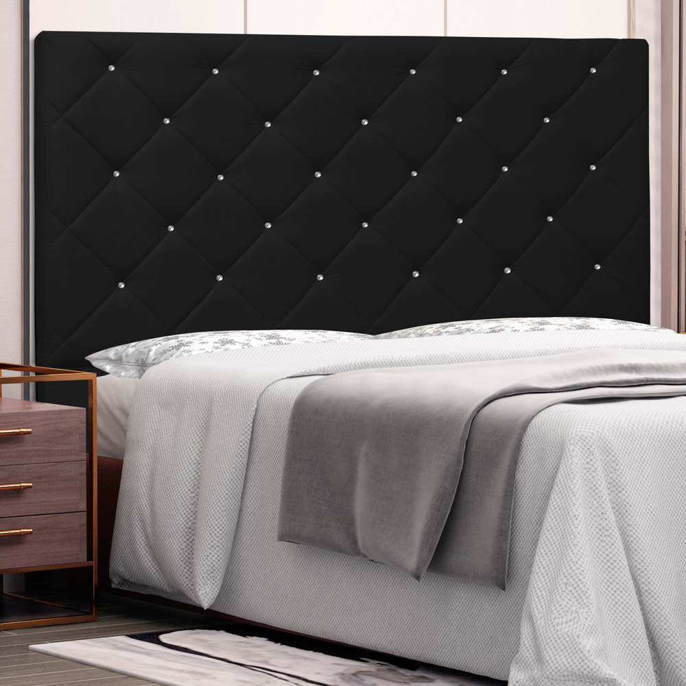 Cabeceira Estofada Cama Box Casal Queen Size Tânia 160cm Corano Preto - Desk Design
