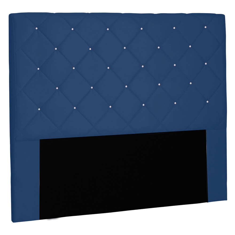 Cabeceira Estofada Cama Box Casal Queen Size Tânia 160cm Suede Azul Marinho - Desk Design