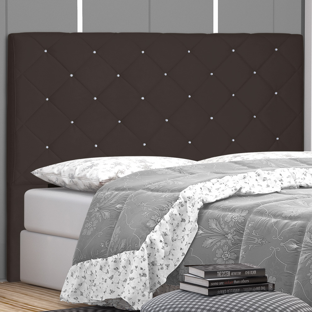 Cabeceira Estofada Cama Box Casal Queen Size Tânia 160cm Suede Café - Desk Design