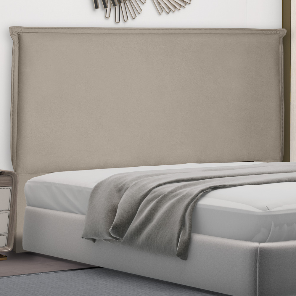 Cabeceira Estofada Cama Box Casal Queen Size Veneza 160cm Suede Bege - Desk Design