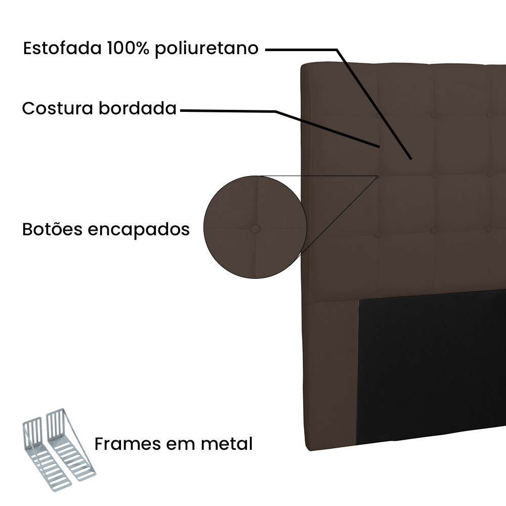 Cabeceira Estofada Cama Box Casal Queen Size Verona 160cm Suede Café - Desk Design