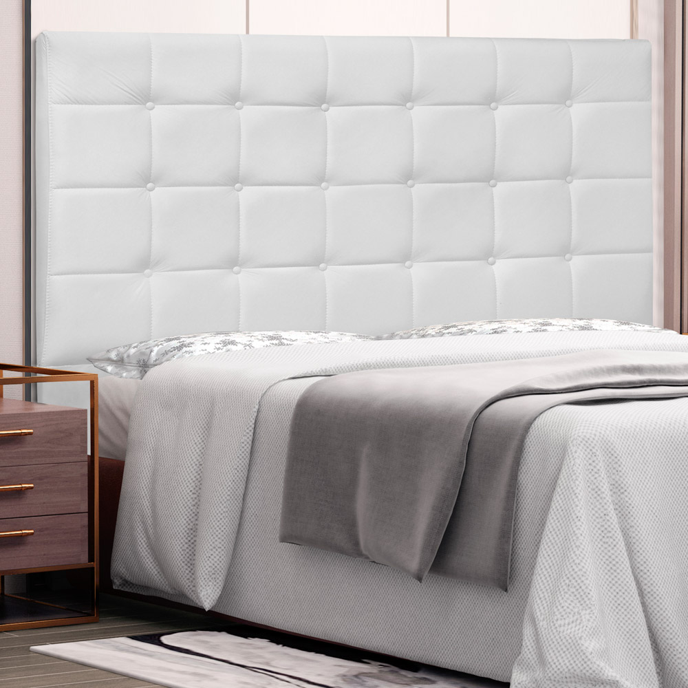 Cabeceira Estofada Cama Box Casal Verona 140cm Corano Branco - Desk Design
