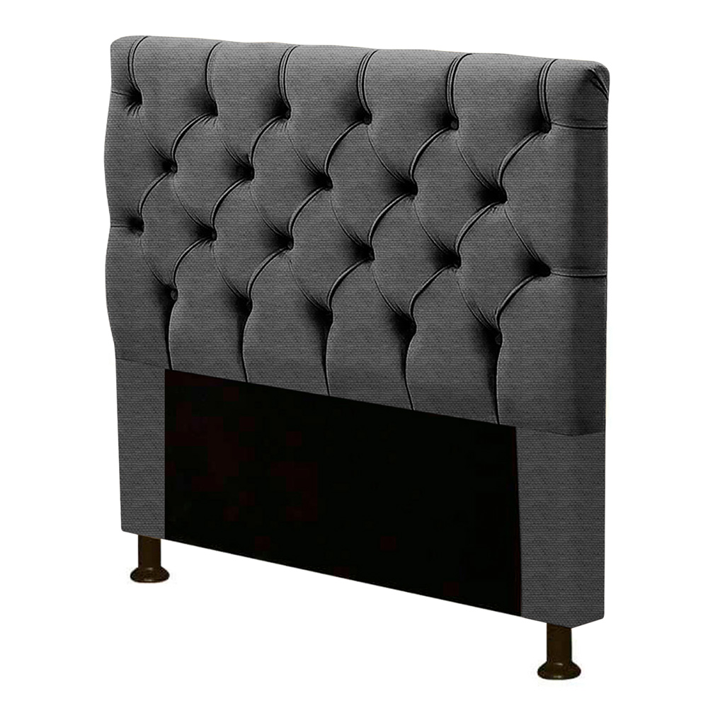 Cabeceira Estofada Cama Box Solteiro Cristal 90cm Linho Grafite - Desk Design