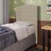 Cabeceira Estofada Cama Box Solteiro Greta 90cm com Frame Corano Bege - Desk Design