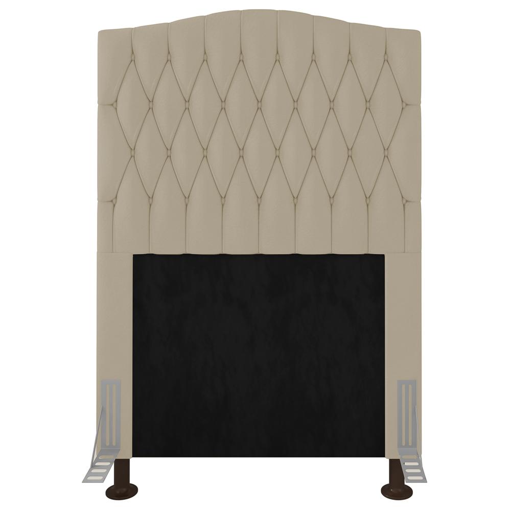 Cabeceira Estofada Cama Box Solteiro Greta 90cm com Frame Corano Bege - Desk Design
