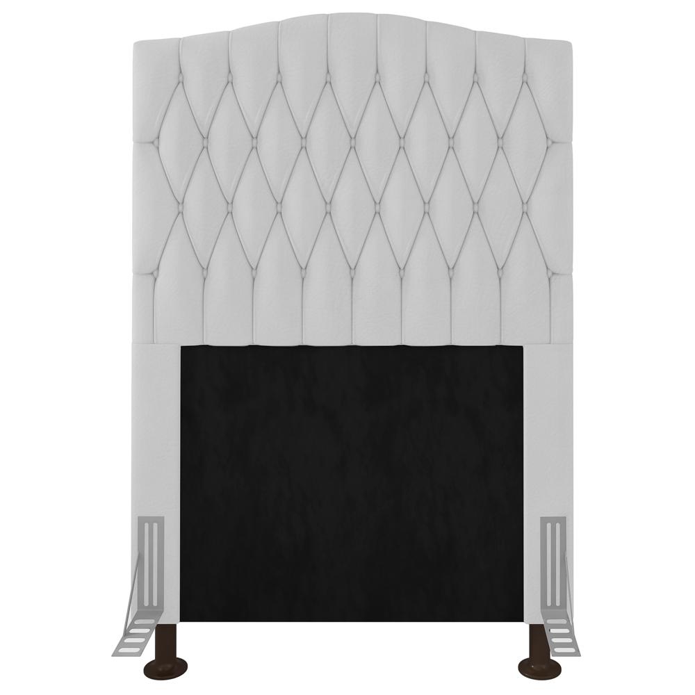 Cabeceira Estofada Cama Box Solteiro Greta 90cm com Frame Corano Branco - Desk Design
