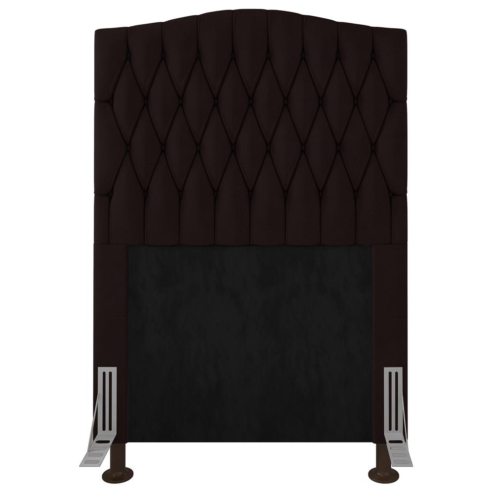 Cabeceira Estofada Cama Box Solteiro Greta 90cm com Frame Corano Marrom - Desk Design
