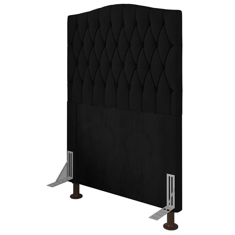 Cabeceira Estofada Cama Box Solteiro Greta 90cm com Frame Corano Preto - Desk Design