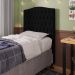 Cabeceira Estofada Cama Box Solteiro Greta 90cm com Frame Corano Preto - Desk Design