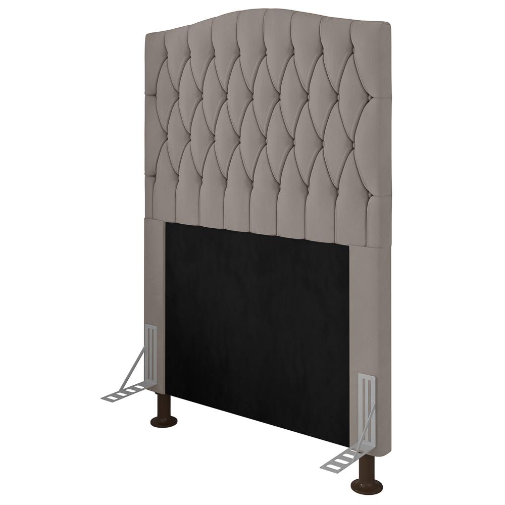 Cabeceira Estofada Cama Box Solteiro Greta 90cm com Frame Suede Bege - Desk Design