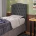 Cabeceira Estofada Cama Box Solteiro Greta 90cm com Frame Suede Cinza - Desk Design