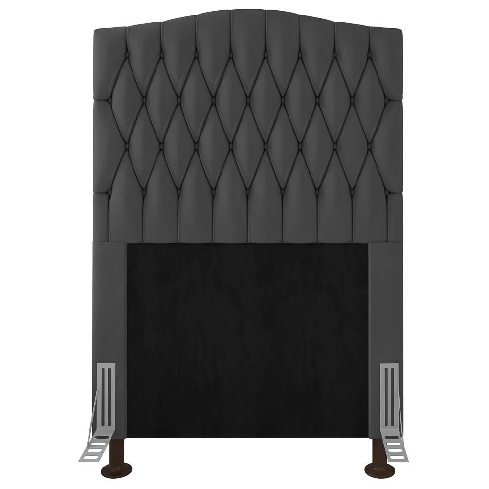 Cabeceira Estofada Cama Box Solteiro Greta 90cm com Frame Suede Cinza - Desk Design