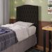 Cabeceira Estofada Cama Box Solteiro Greta 90cm com Frame Suede Marrom - Desk Design