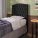 Cabeceira Estofada Cama Box Solteiro Greta 90cm com Frame Suede Preto - Desk Design