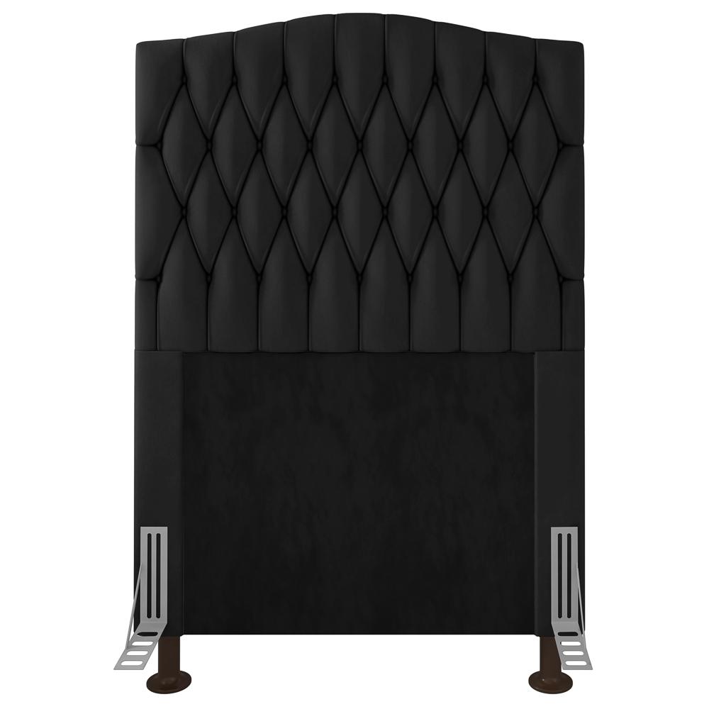 Cabeceira Estofada Cama Box Solteiro Greta 90cm com Frame Suede Preto - Desk Design