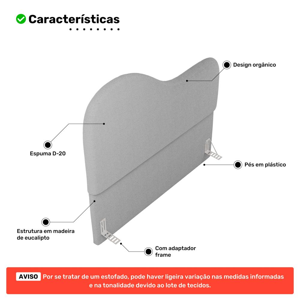 Cabeceira Orgânica Cama Box Casal Padrão Sea 140cm com Frame Bouclé - Desk Design