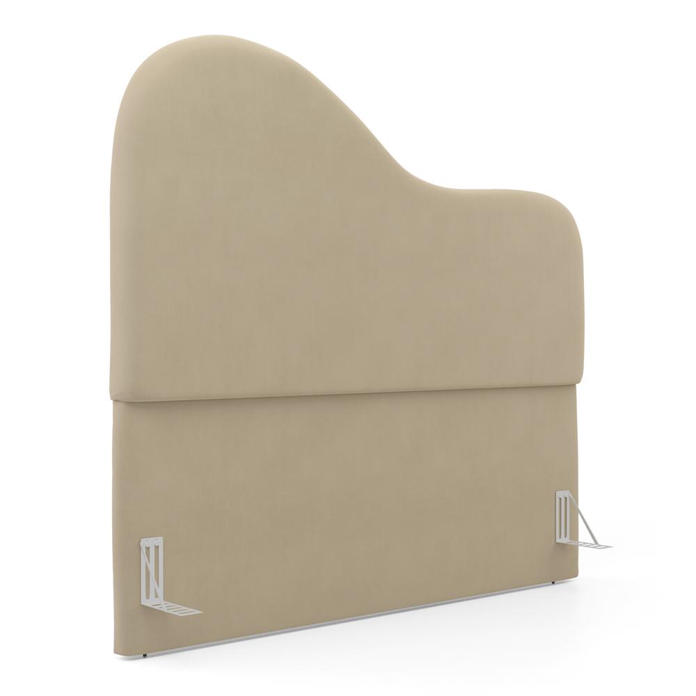 Cabeceira Orgânica Cama Box Casal Padrão Sea 140cm com Frame Suede Bege - Desk Design