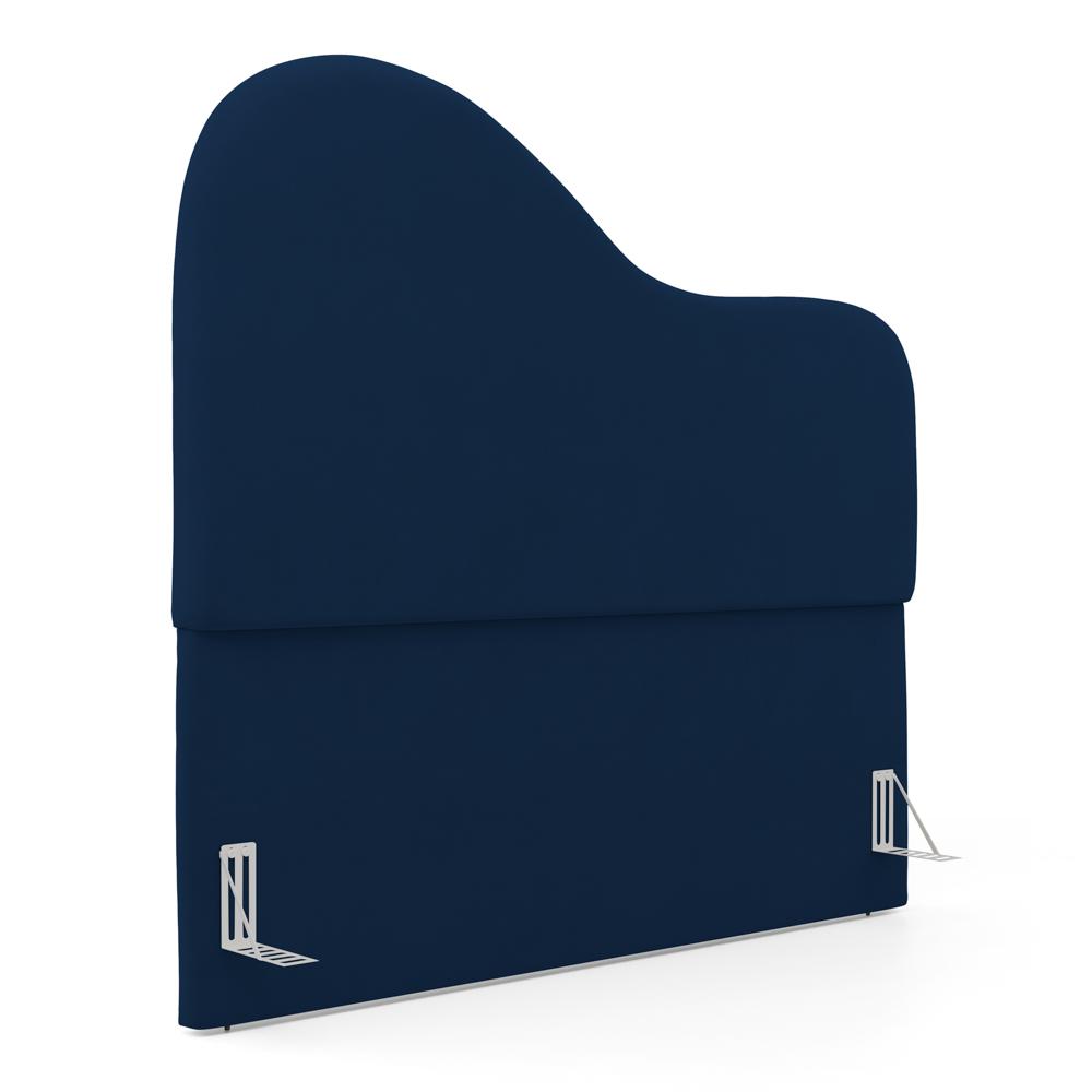 Cabeceira Orgânica Cama Box Casal Padrão Sea 140cm com Frame Veludo Azul Marinho - Desk Design