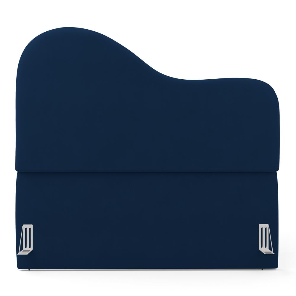 Cabeceira Orgânica Cama Box Casal Padrão Sea 140cm com Frame Veludo Azul Marinho - Desk Design