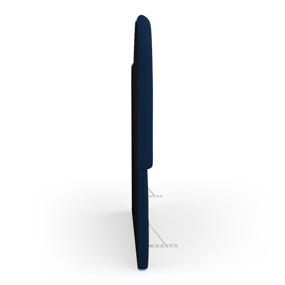 Cabeceira Orgânica Cama Box Casal Padrão Sea 140cm com Frame Veludo Azul Marinho - Desk Design