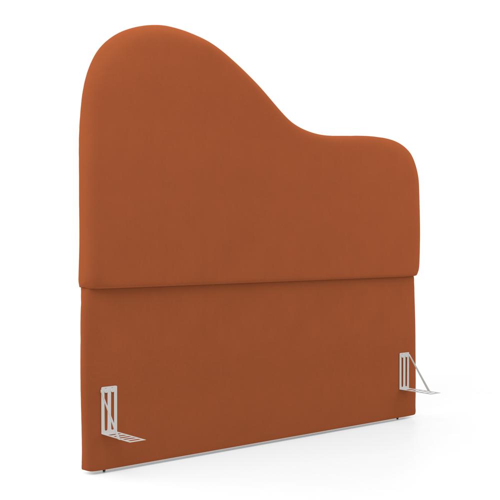 Cabeceira Orgânica Cama Box Casal Padrão Sea 140cm com Frame Veludo Terracota - Desk Design