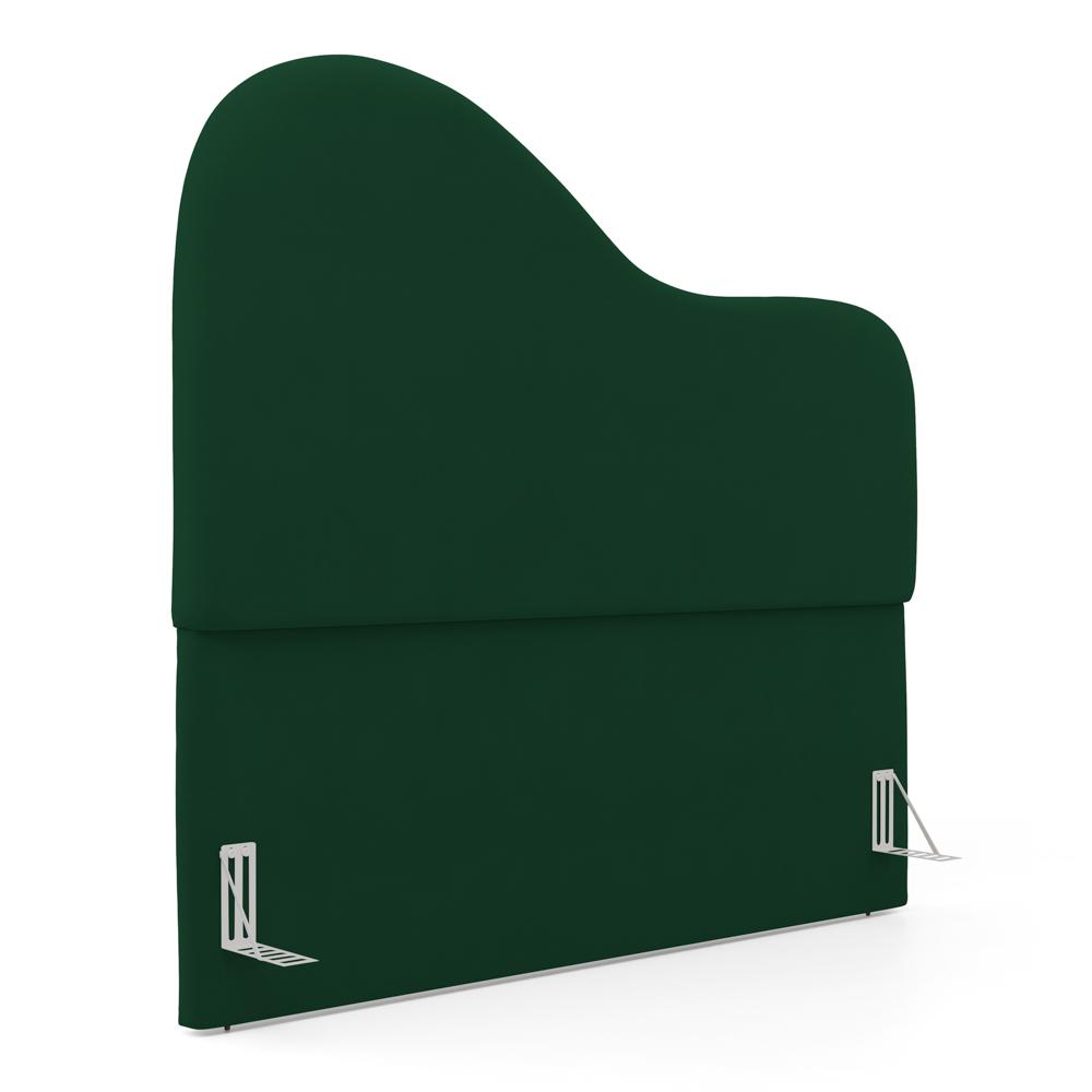 Cabeceira Orgânica Cama Box Casal Padrão Sea 140cm com Frame Veludo Verde Escuro - Desk Design