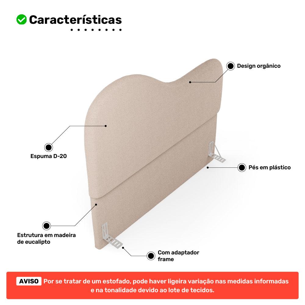Cabeceira Orgânica Cama Box King Size Sea 195cm com Frame Bouclé Bege - Desk Design
