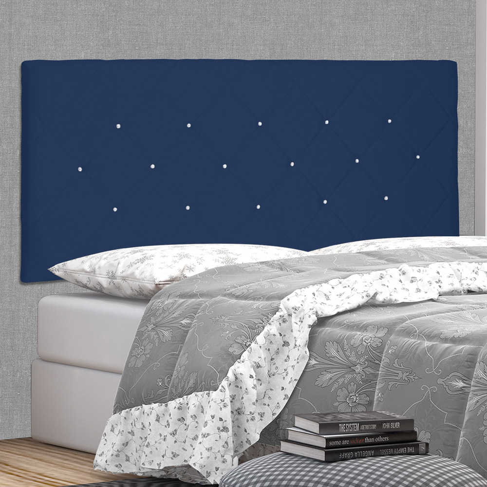 Cabeceira Painel Estofada Cama Box Casal King Tânia 195cm Suede Azul Marinho - Desk Design