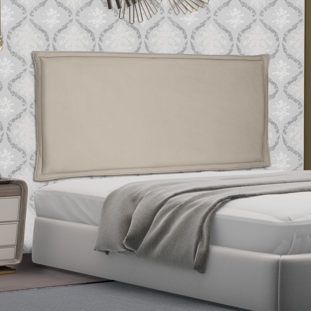 Cabeceira Painel Estofada Cama Box Casal King Veneza 195cm Suede Bege - Desk Design