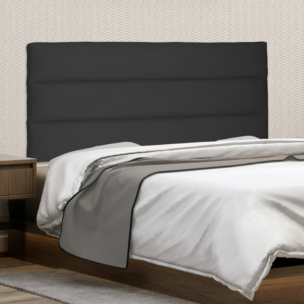 Cabeceira Painel Estofada Cama Box Casal La Italian 140cm Suede Preto - Desk Design