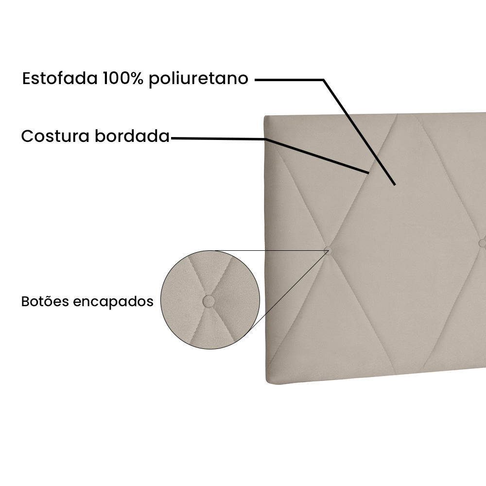 Cabeceira Painel Estofada Cama Box Casal Queen Aquilla 160cm Suede Bege - Desk Design