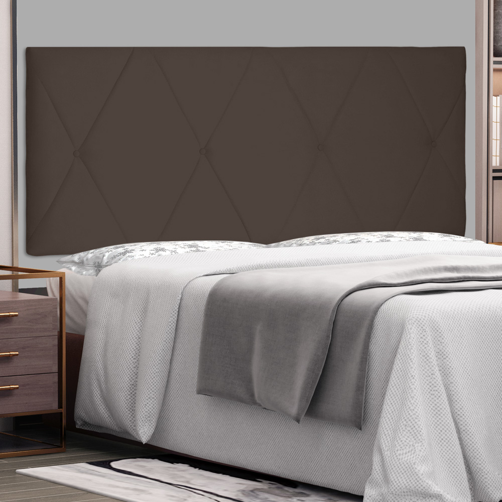 Cabeceira Painel Estofada Cama Box Casal Queen Aquilla 160cm Suede Café - Desk Design