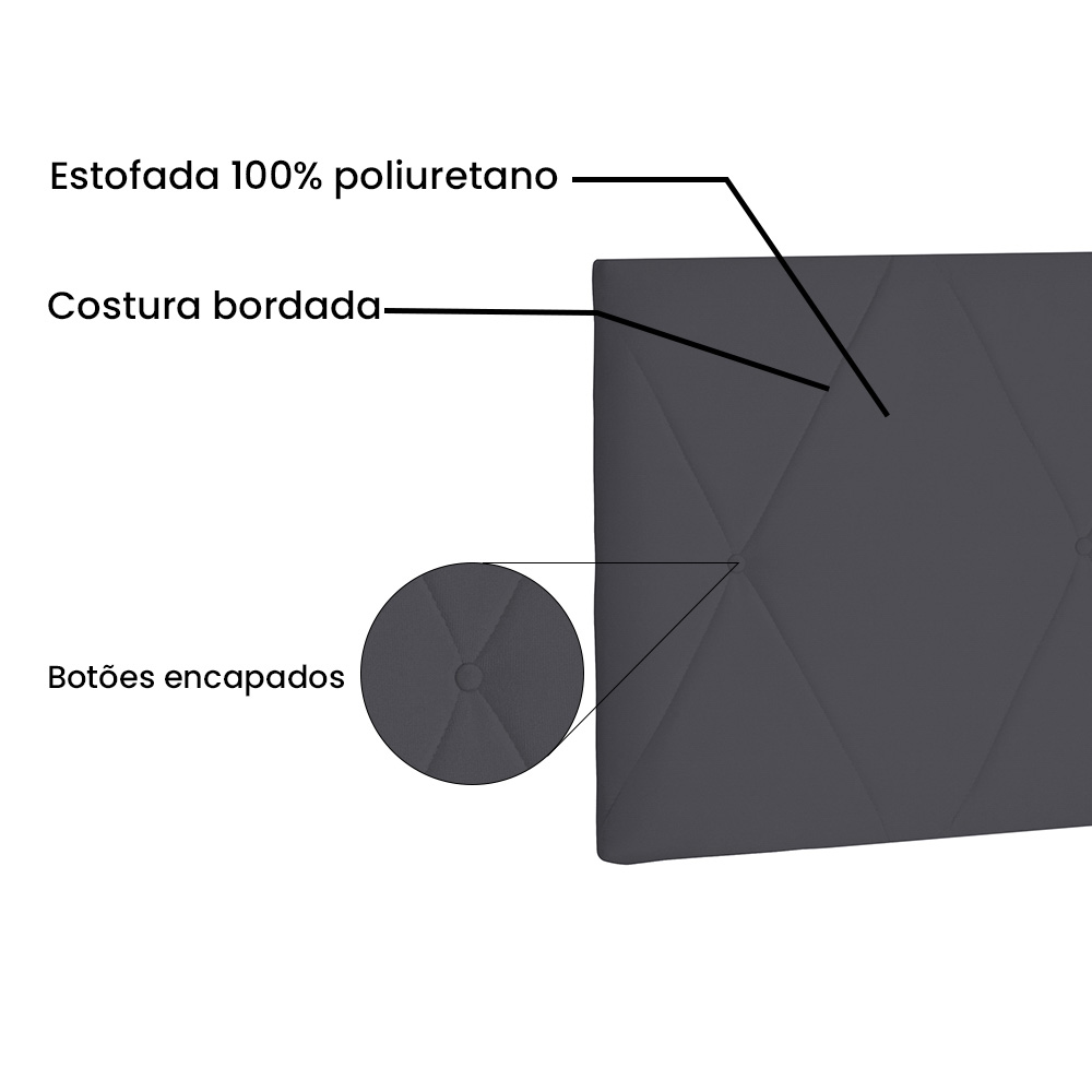 Cabeceira Painel Estofada Cama Box Casal Queen Aquilla 160cm Suede Cinza - Desk Design