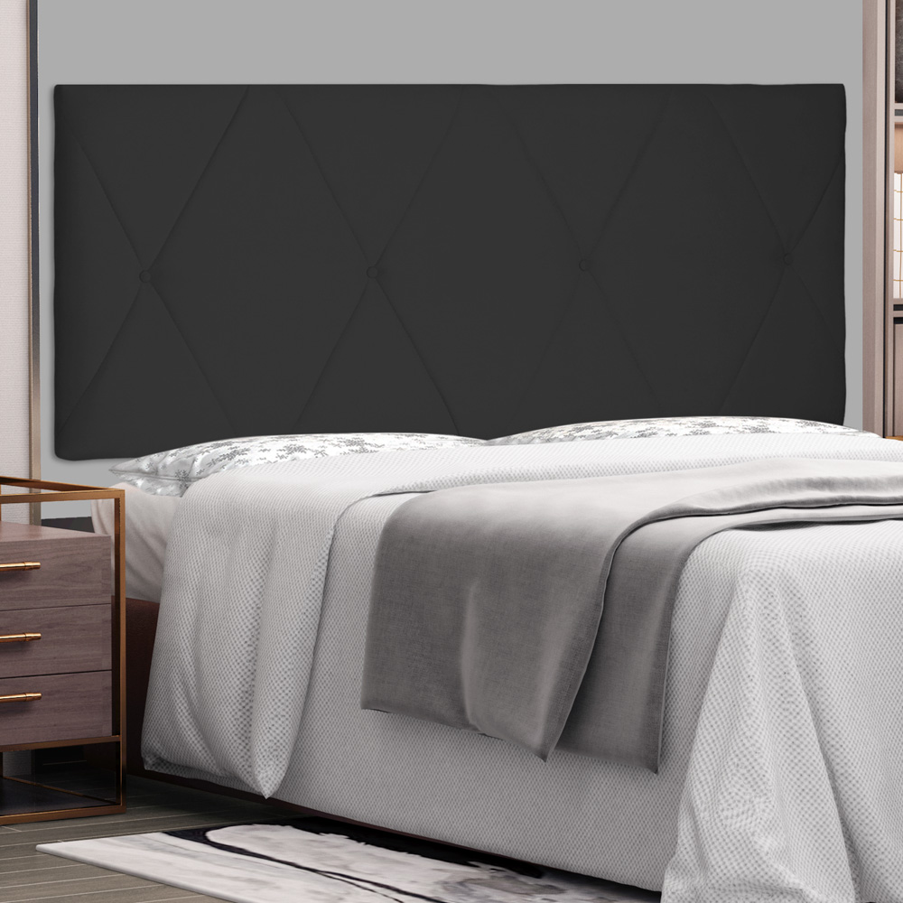Cabeceira Painel Estofada Cama Box Casal Queen Aquilla 160cm Suede Preto - Desk Design