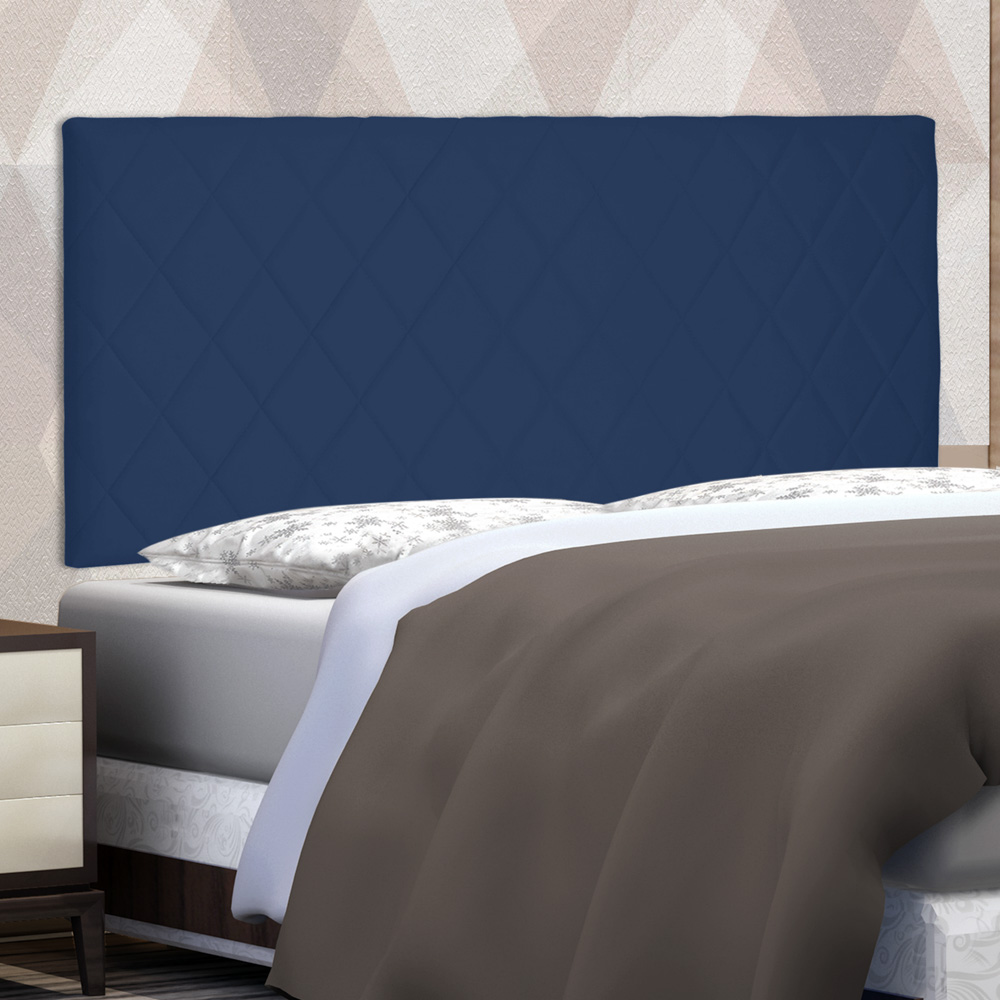 Cabeceira Painel Estofada Cama Box Casal Queen Esmeralda 160cm Suede Azul Marinho - Desk Design