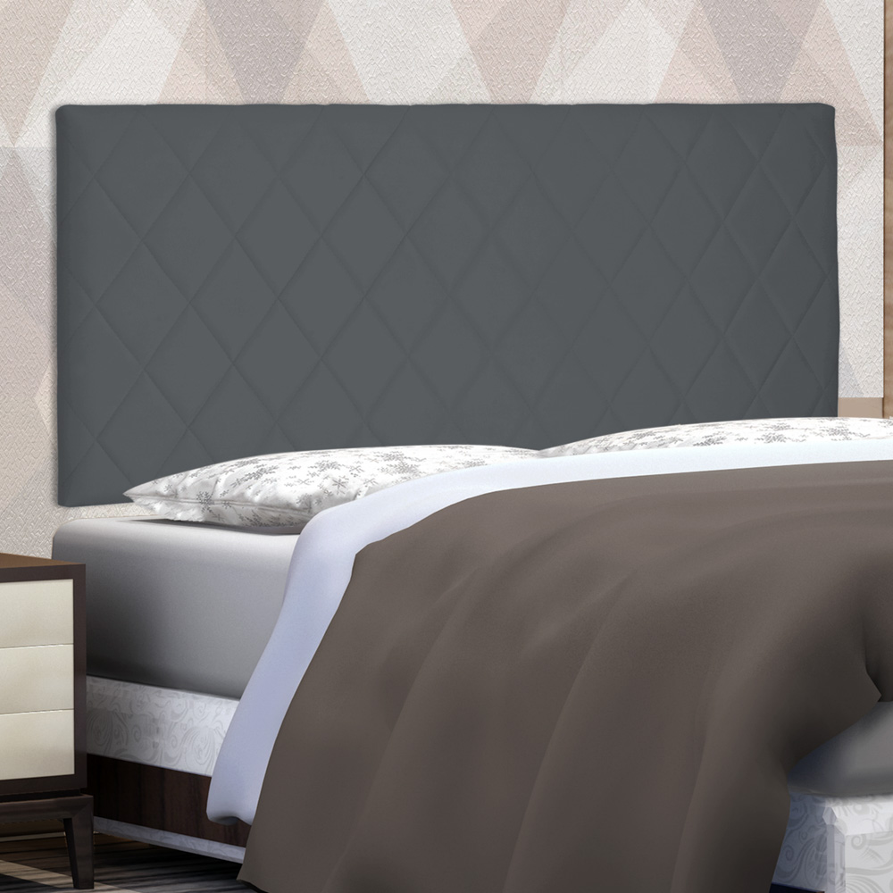 Cabeceira Painel Estofada Cama Box Casal Queen Esmeralda 160cm Suede Cinza - Desk Design