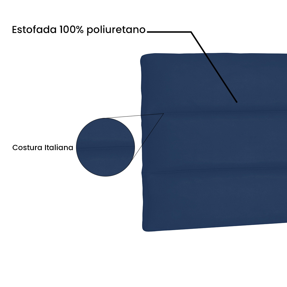 Cabeceira Painel Estofada Cama Box Casal Queen La Italian 160cm Suede Azul Marinho - Desk Design