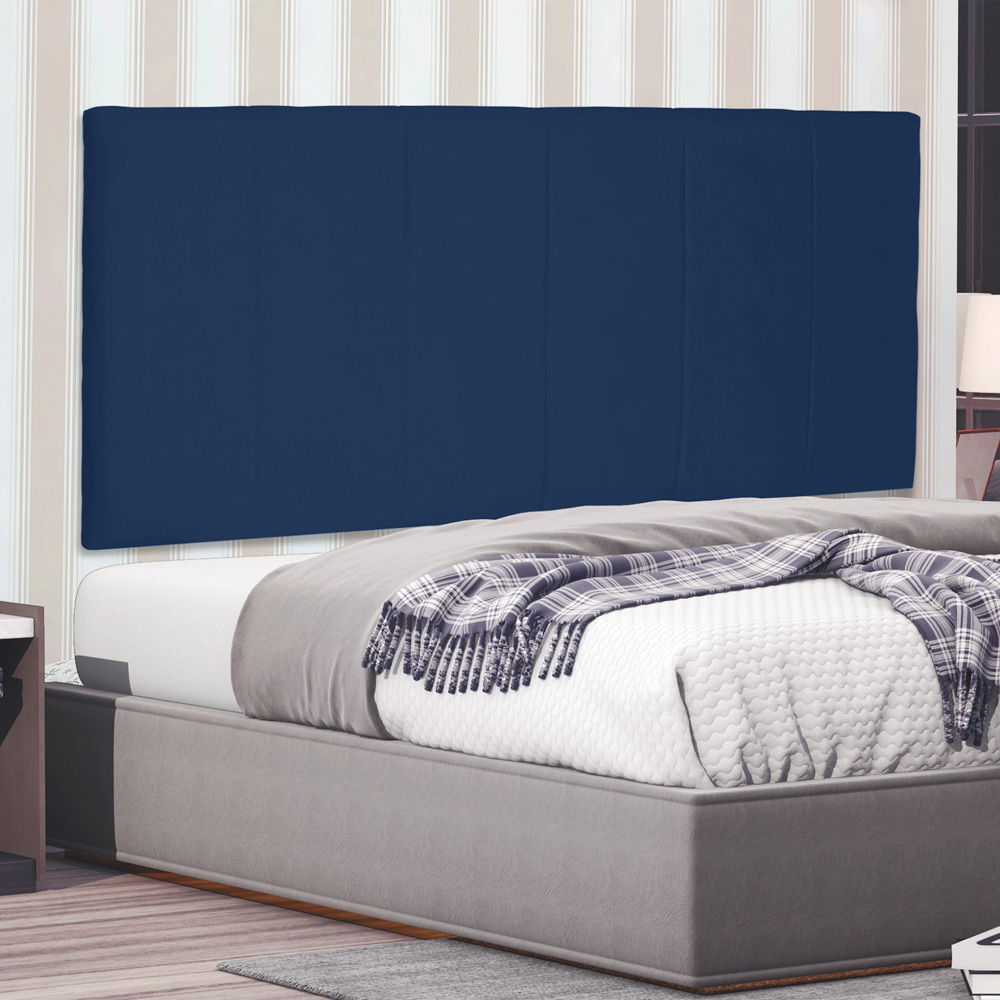 Cabeceira Painel Estofada Cama Box Casal Queen Ravenna 160cm Suede Azul Marinho - Desk Design