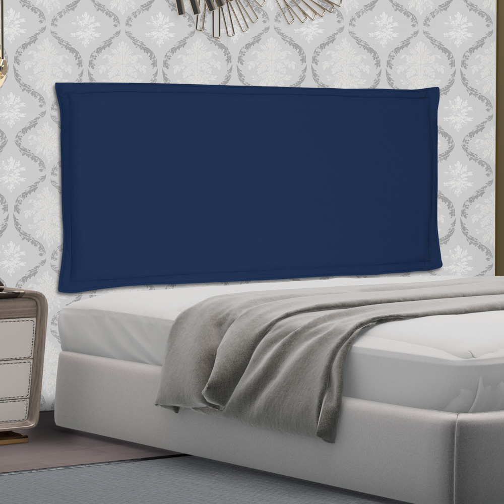 Cabeceira Painel Estofada Cama Box Casal Queen Veneza 160cm Suede Azul Marinho - Desk Design