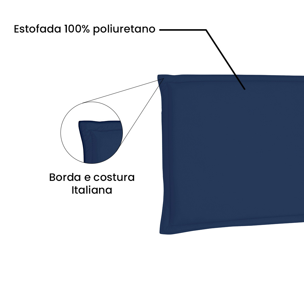 Cabeceira Painel Estofada Cama Box Casal Queen Veneza 160cm Suede Azul Marinho - Desk Design