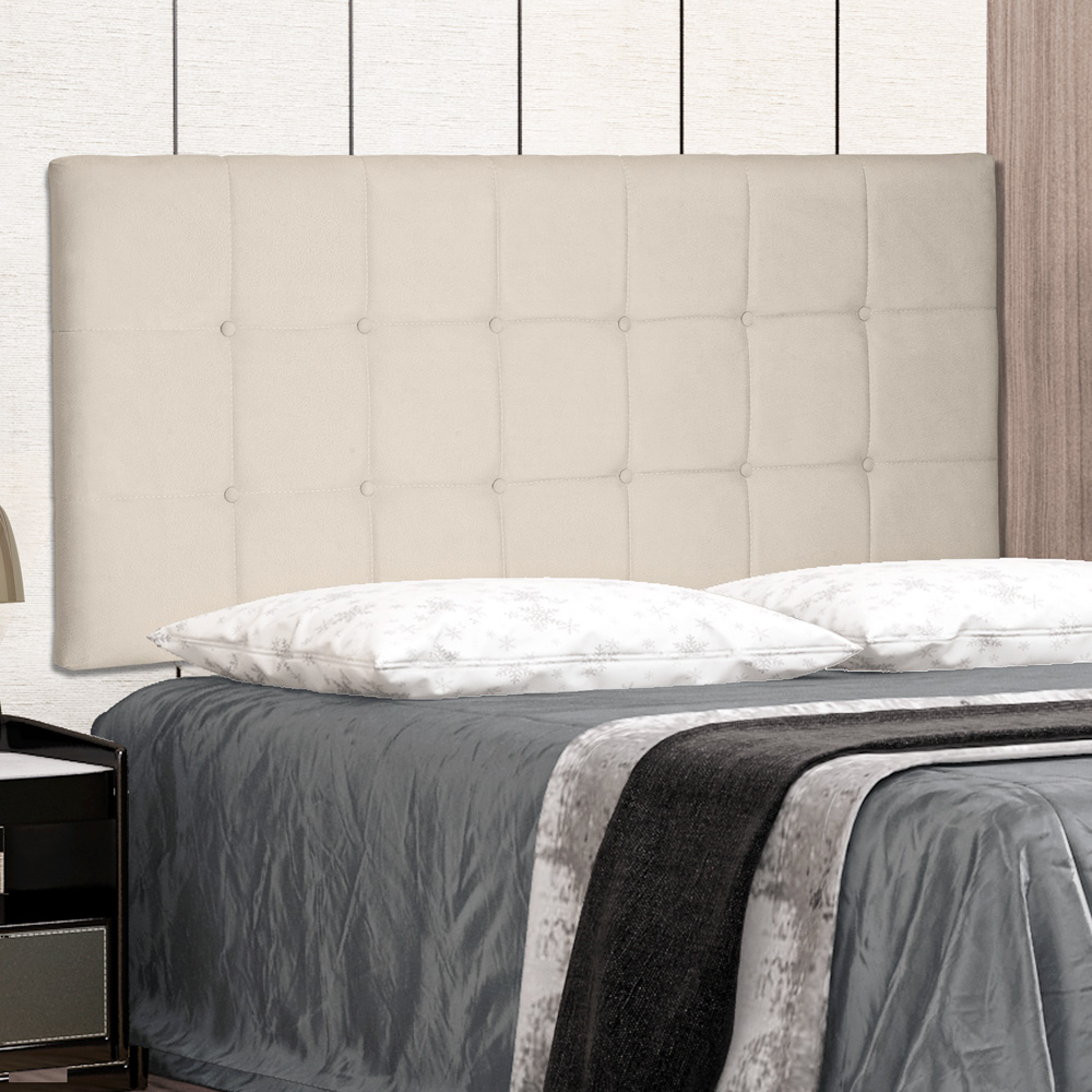 Cabeceira Painel Estofada Cama Box Casal Queen Verona 160cm Suede Bege - Desk Design