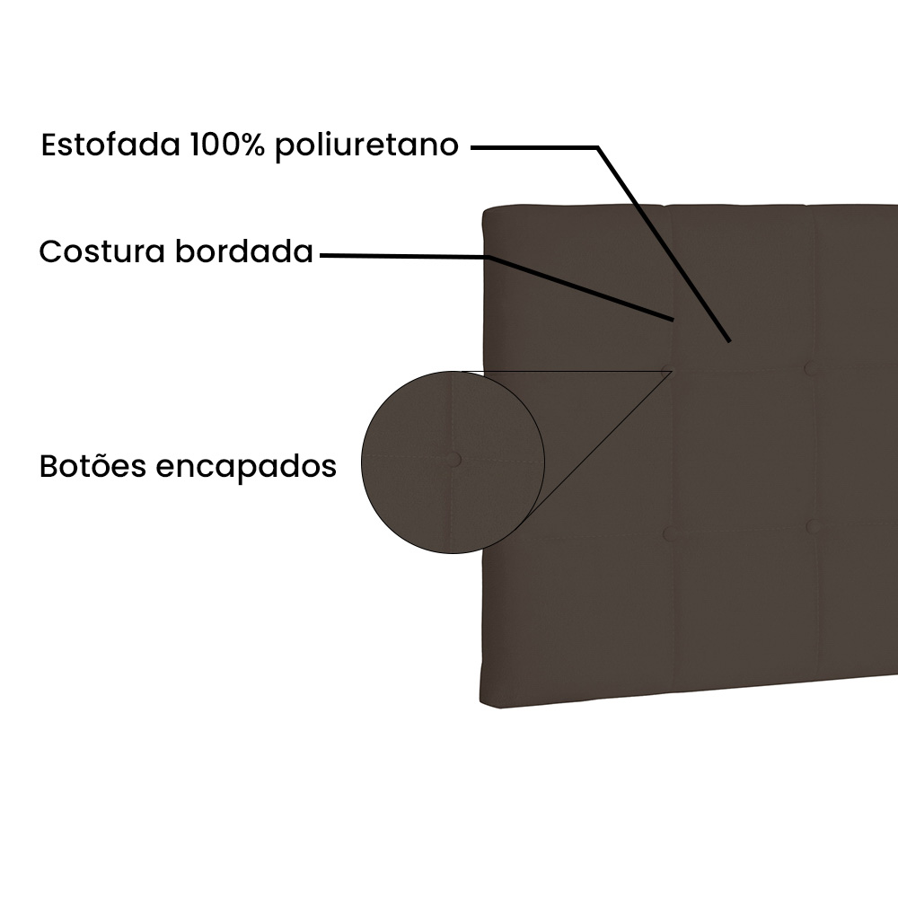 Cabeceira Painel Estofada Cama Box Casal Queen Verona 160cm Suede Café - Desk Design