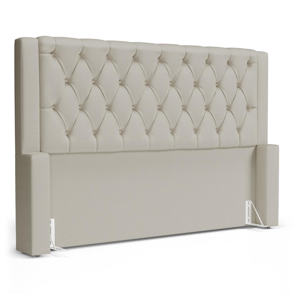 Cabeceira e Calçadeira Báu Casal Padrão Atena 140cm Capitonê Sintético Bege - Desk Design