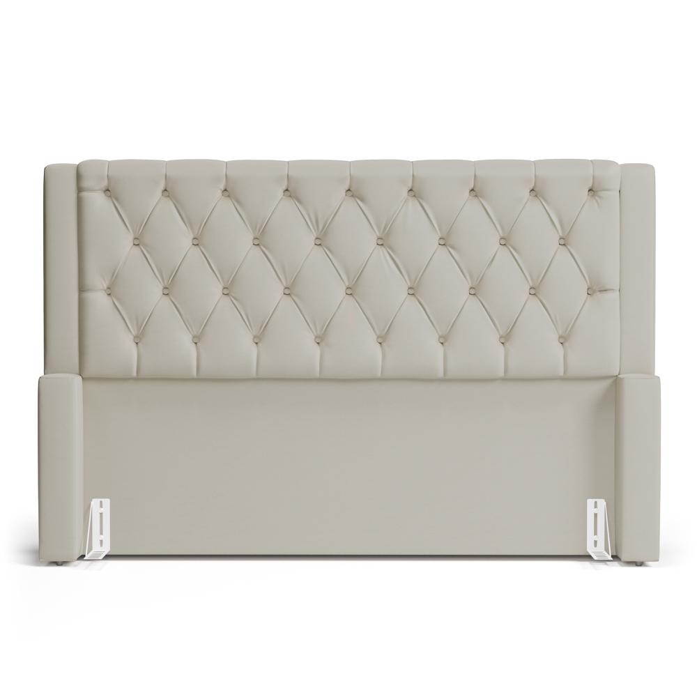 Cabeceira e Calçadeira Báu Casal Padrão Atena 140cm Capitonê Sintético Bege - Desk Design
