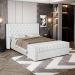Cabeceira e Calçadeira Báu Casal Padrão Atena 140cm Capitonê Sintético Branco - Desk Design