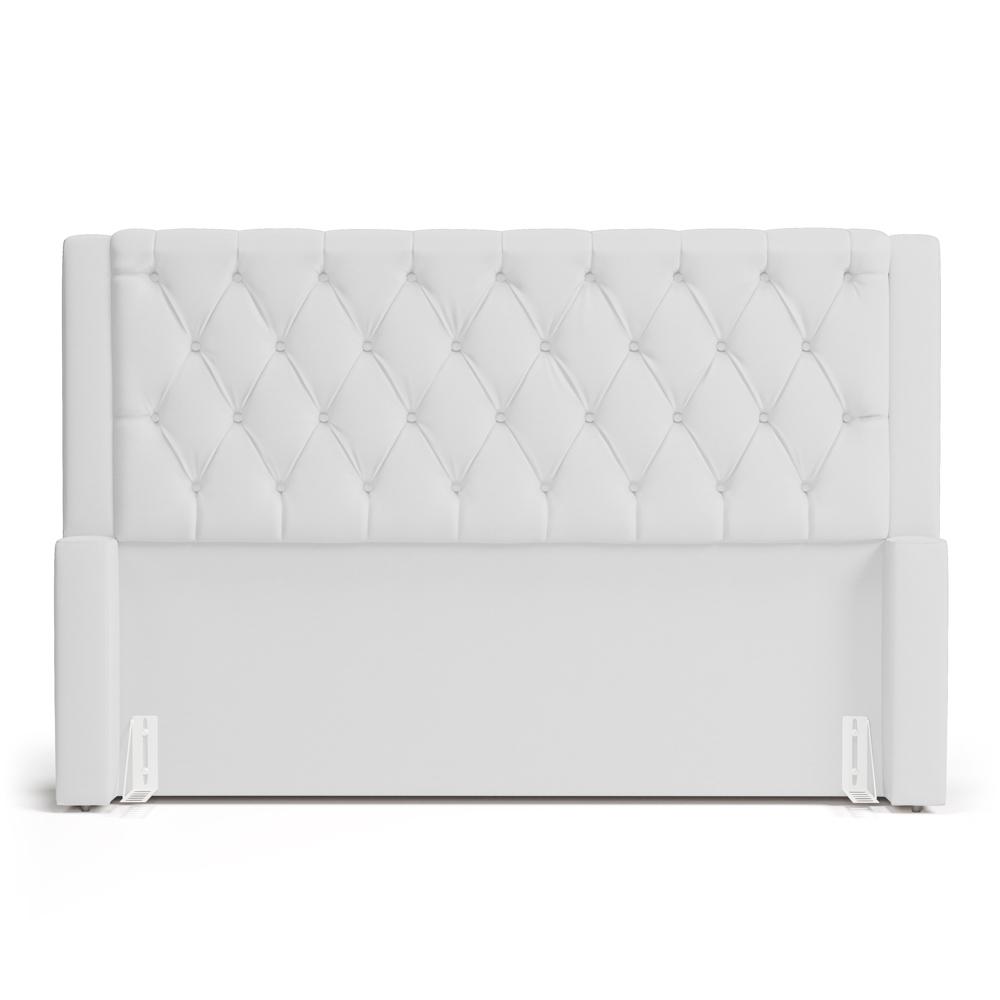 Cabeceira e Calçadeira Báu Casal Padrão Atena 140cm Capitonê Sintético Branco - Desk Design