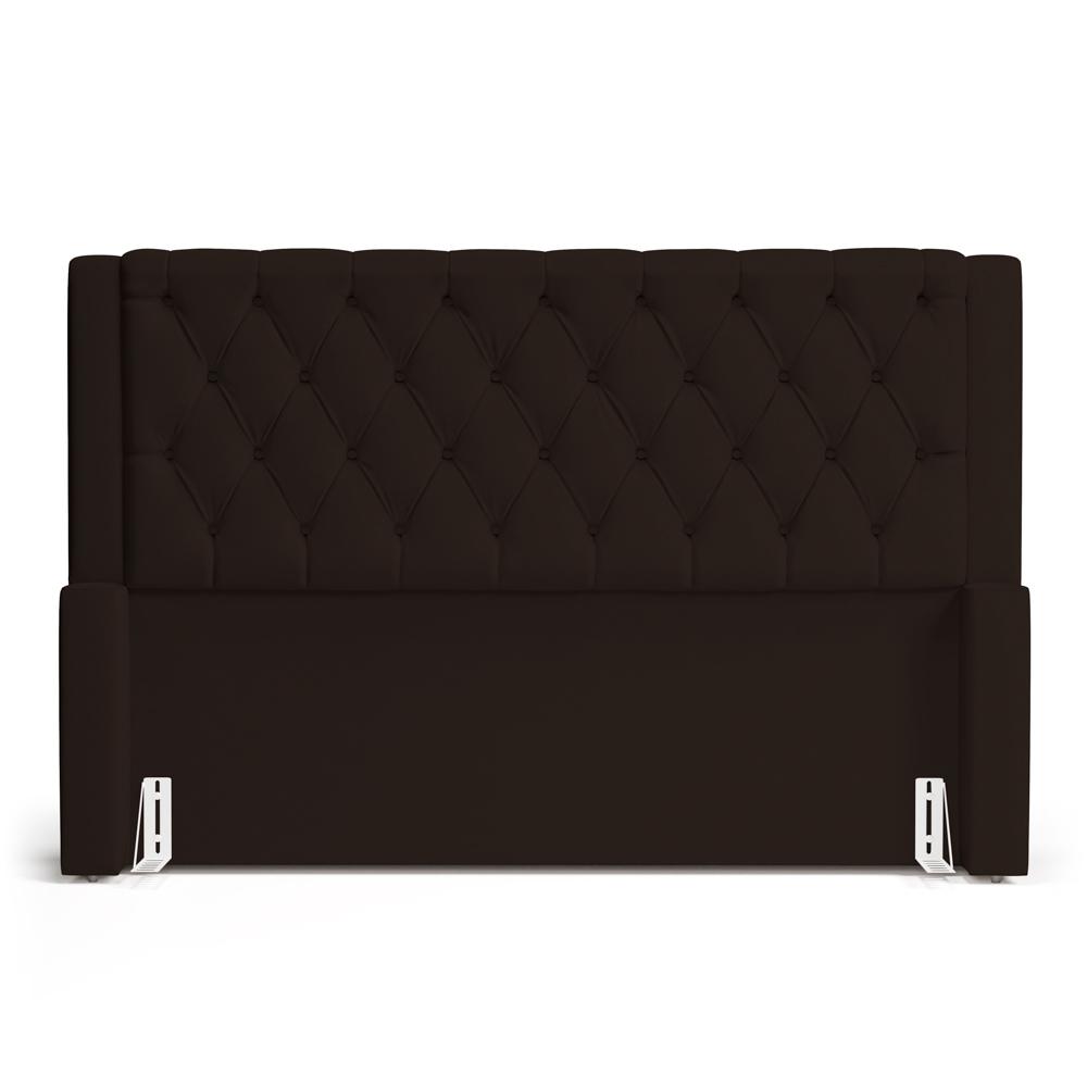 Cabeceira e Calçadeira Báu Casal Padrão Atena 140cm Capitonê Sintético Marrom - Desk Design
