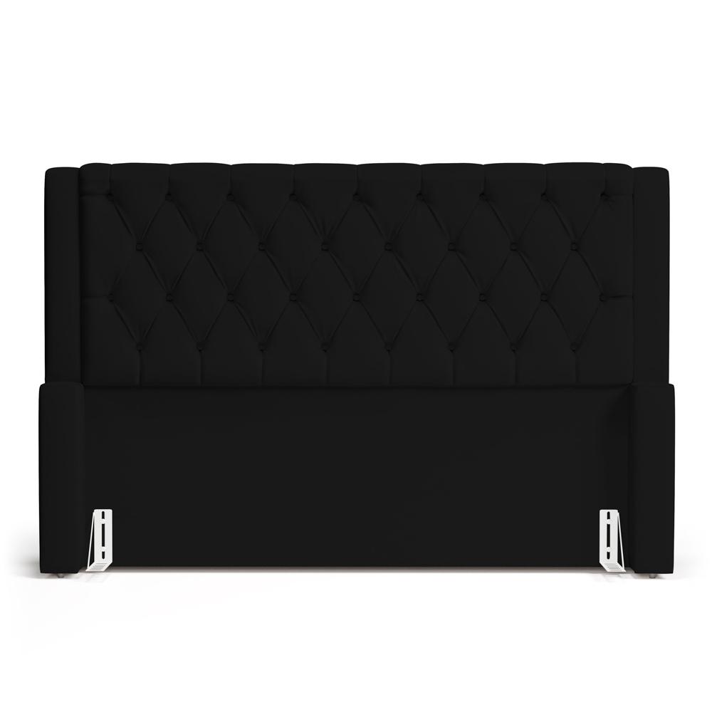Cabeceira e Calçadeira Báu Casal Padrão Atena 140cm Capitonê Sintético Preto - Desk Design