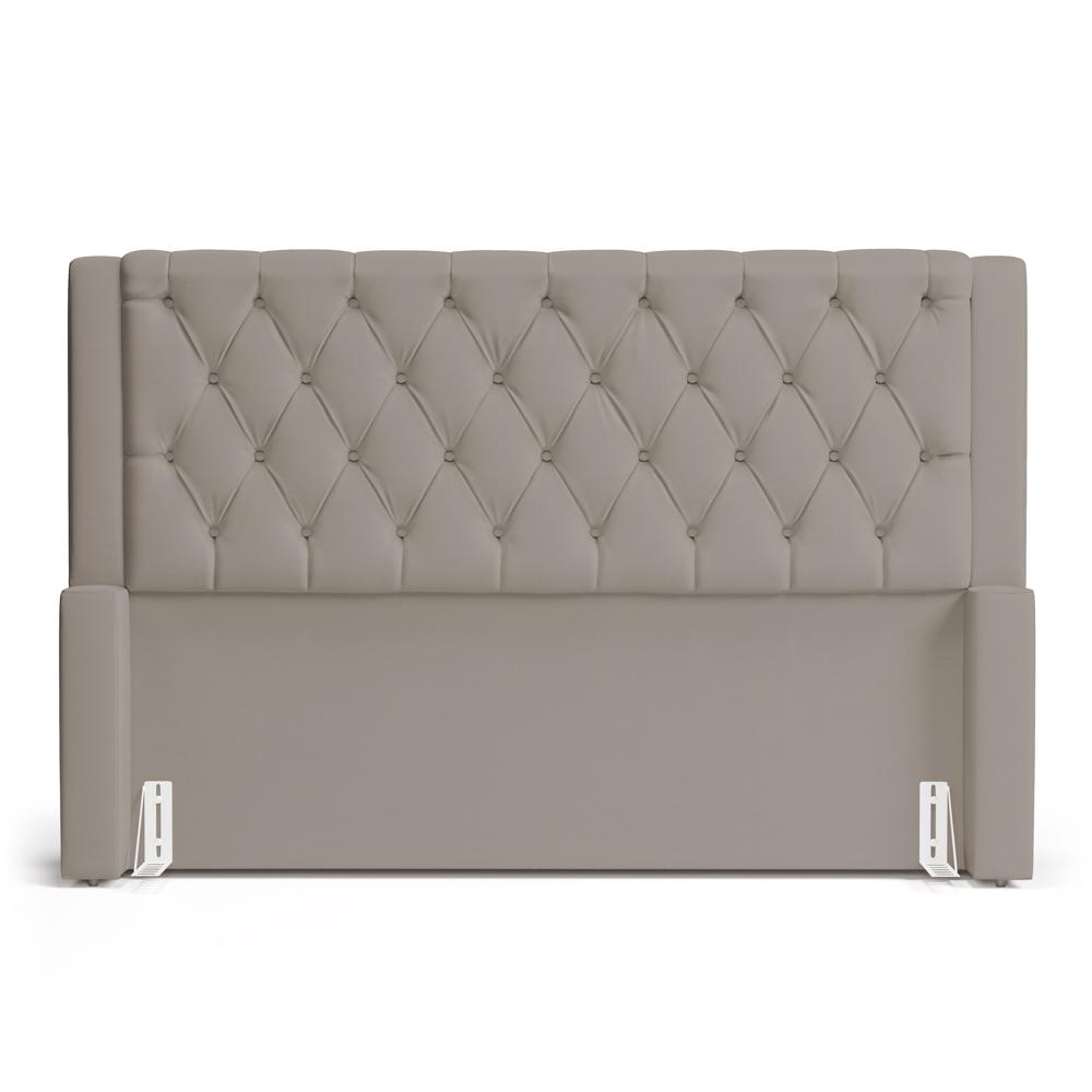 Cabeceira e Calçadeira Báu Casal Padrão Atena 140cm Capitonê Suede Bege - Desk Design