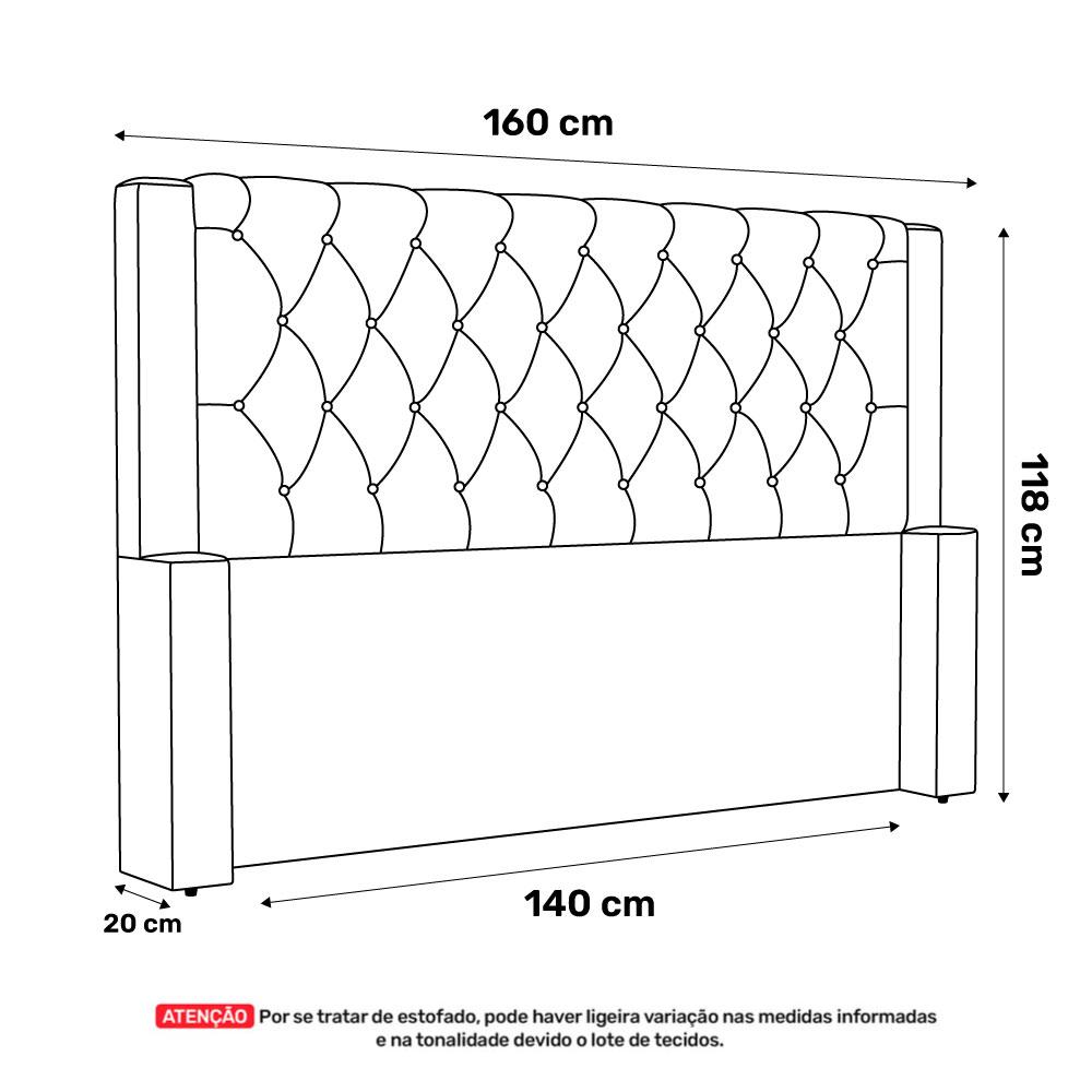 Cabeceira e Calçadeira Báu Casal Padrão Atena 140cm Capitonê Suede Marrom - Desk Design